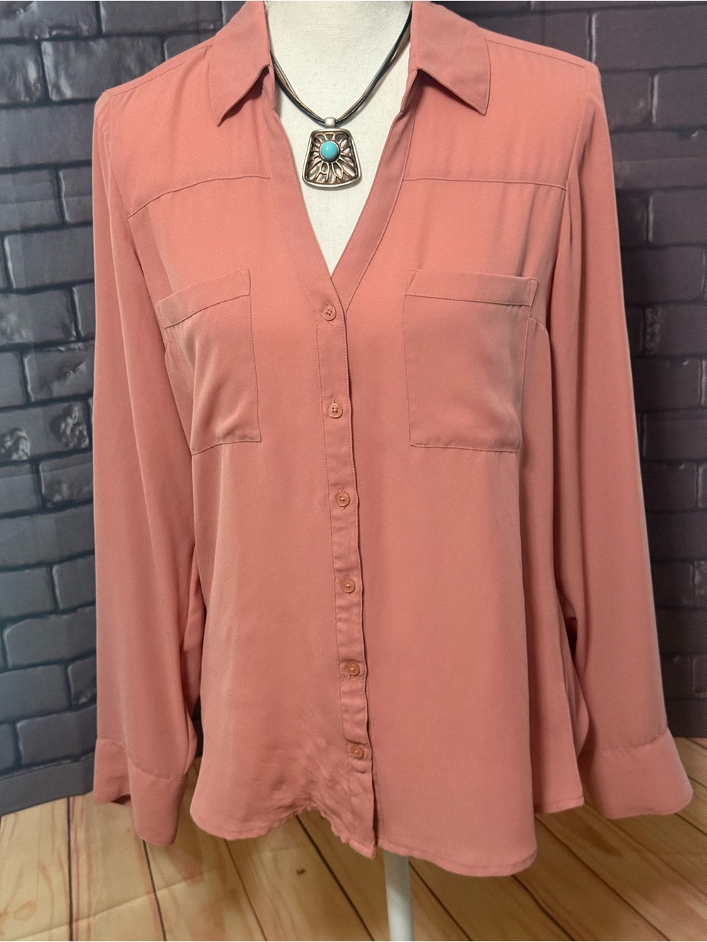 Express Blush Button-Down Utility Shirt